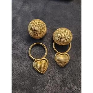 1950s Italian Style, Norma Jean Changeable Goldtone Dome/heart  Clip-on Earrings